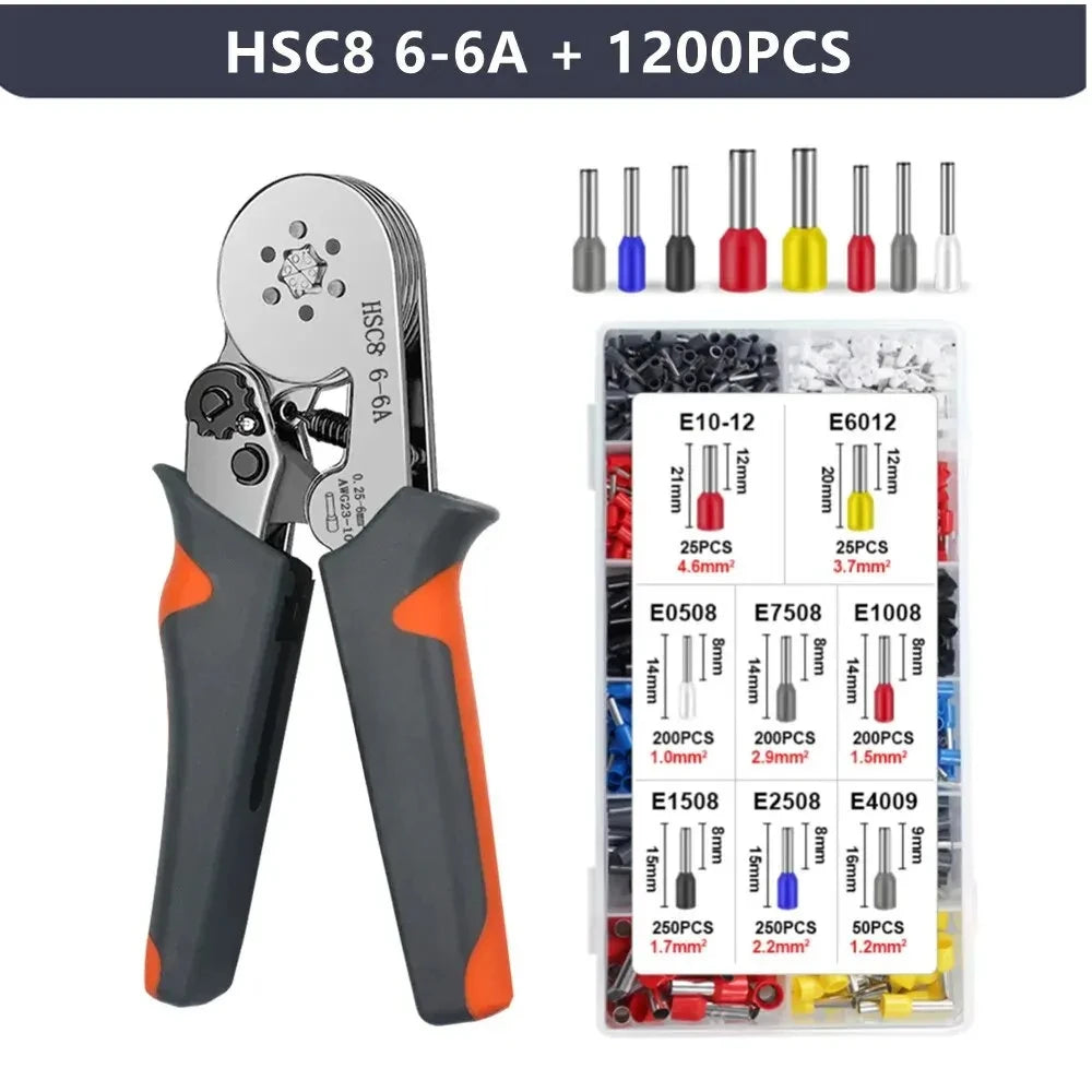 Mini Crimping Pliers HSC8 6-4/6-6 (0.25–10mm²) for Wire Ferrules & Terminal Repairs