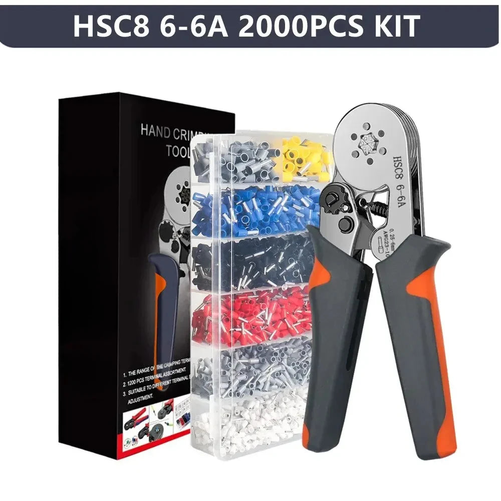 Mini Crimping Pliers HSC8 6-4/6-6 (0.25–10mm²) for Wire Ferrules & Terminal Repairs